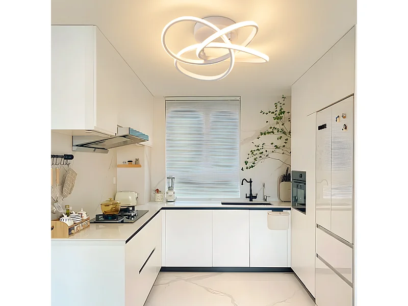 Lampa sufitowa LED NETTLIFE do sypialni – 28 W, 3000 K, ciepła biel, lampa do przedpokoju, nowoczesna lampa kuchenna, kwiat czterolistny