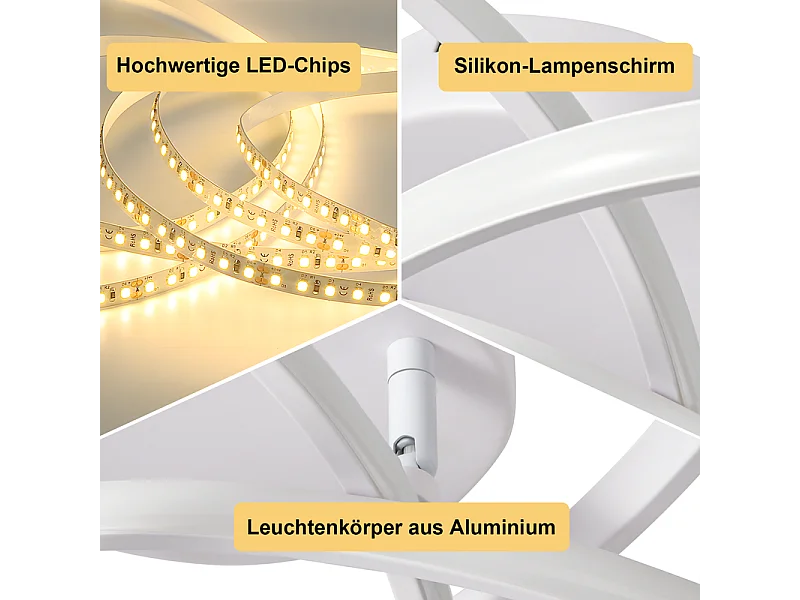 Lampa sufitowa LED NETTLIFE do sypialni – 28 W, 3000 K, ciepła biel, lampa do przedpokoju, nowoczesna lampa kuchenna, kwiat czterolistny