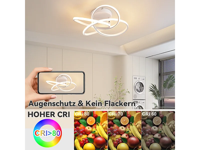 Lampa sufitowa LED NETTLIFE do sypialni – 28 W, 3000 K, ciepła biel, lampa do przedpokoju, nowoczesna lampa kuchenna, kwiat czterolistny