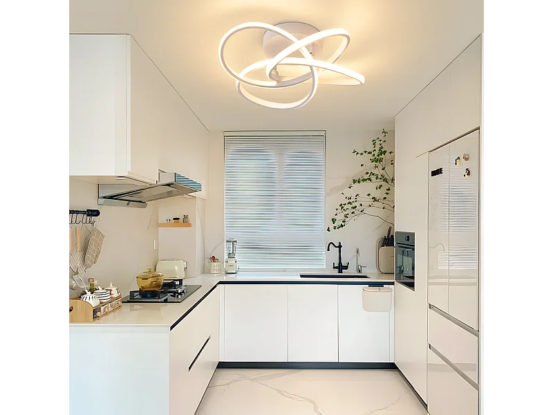 Lampa sufitowa LED NETTLIFE do sypialni – 28 W, 3000 K, ciepła biel, lampa do przedpokoju, nowoczesna lampa kuchenna, kwiat czterolistny