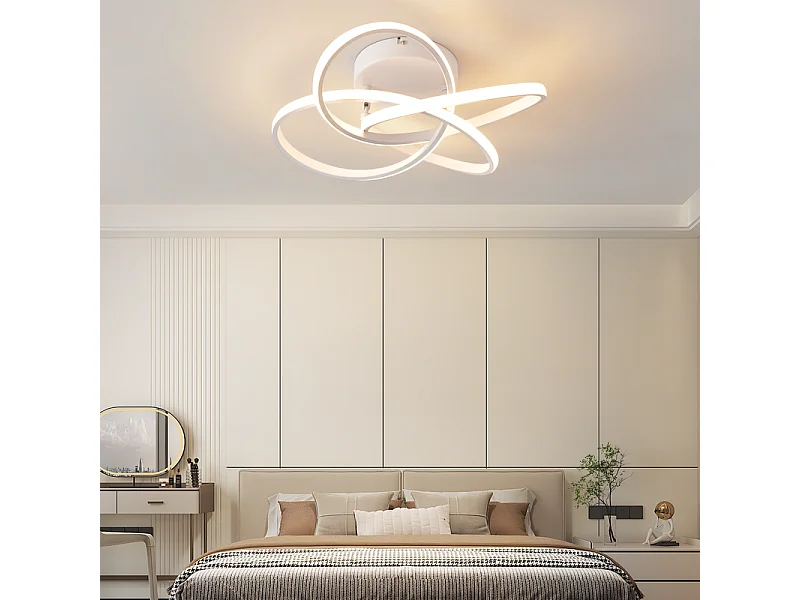 Lampa sufitowa LED NETTLIFE do sypialni – 28 W, 3000 K, ciepła biel, lampa do przedpokoju, nowoczesna lampa kuchenna, kwiat czterolistny