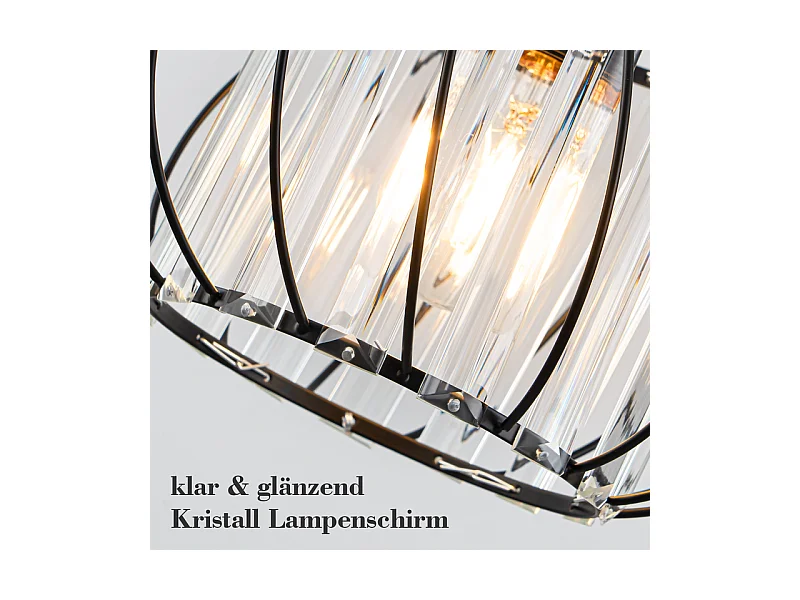 NETTLIFE Plafonnier Plafonnier moderne en cristal : Lampe de couloir noire E27 Lampe de cuisine vintage avec cadre en métal à l'intérieur