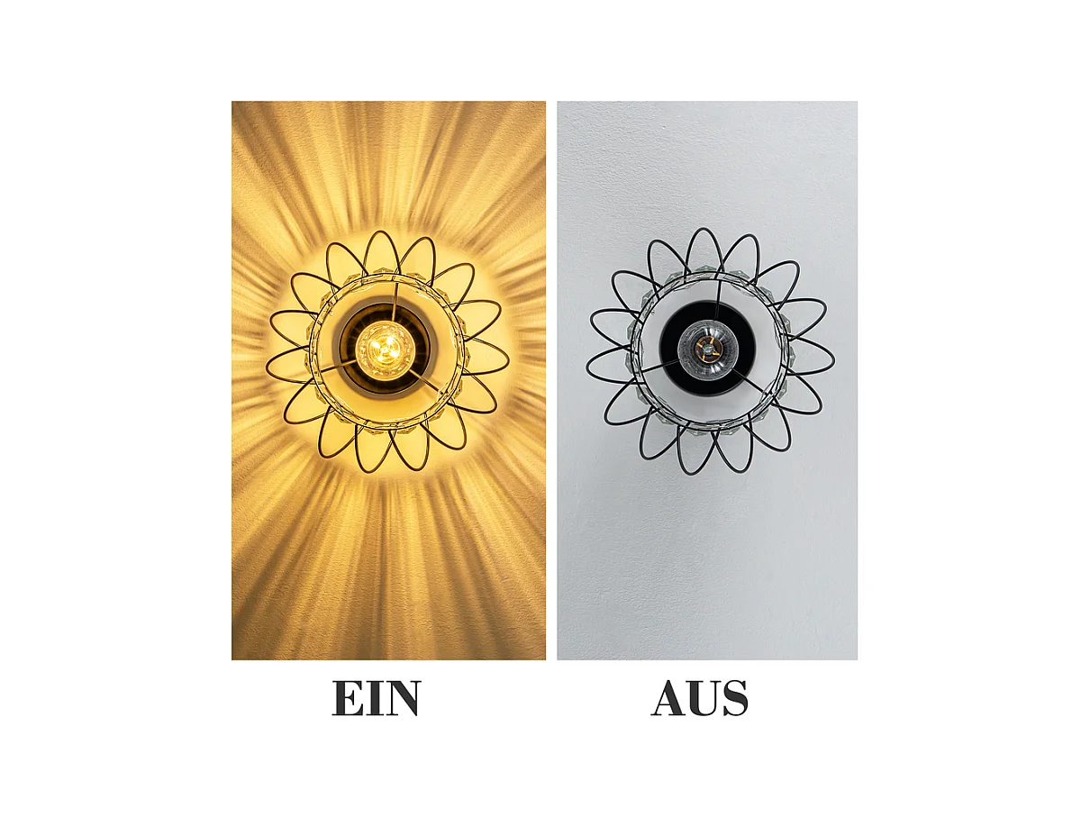 NETTLIFE Plafonnier Plafonnier moderne en cristal : Lampe de couloir noire E27 Lampe de cuisine vintage avec cadre en métal à l'intérieur