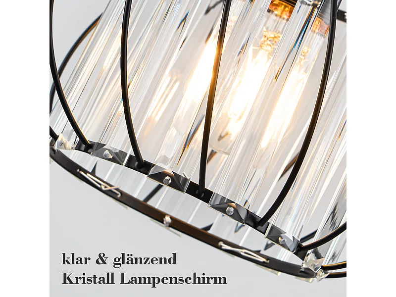NETTLIFE Plafonnier Plafonnier moderne en cristal : Lampe de couloir noire E27 Lampe de cuisine vintage avec cadre en métal à l'intérieur