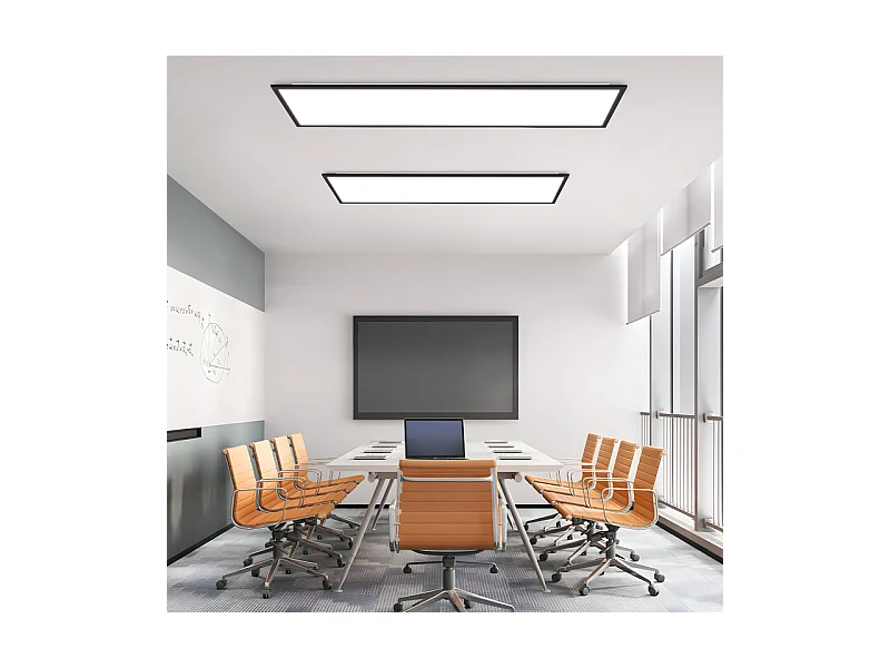 Panneau LED NETTLIFE 100 x 25 cm, intensité variable, rétroéclairage RVB, couleur changeante, plafonnier plat avec télécommande noire 24 W