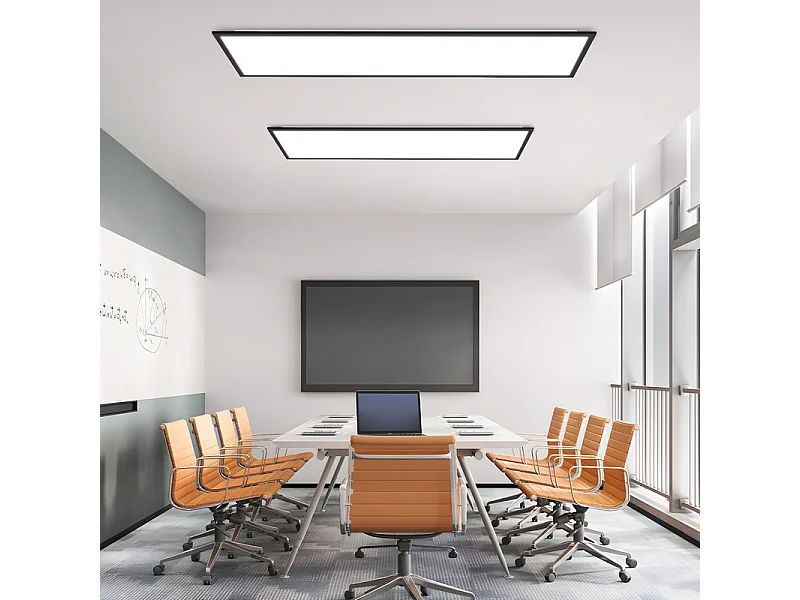 Panneau LED NETTLIFE 100 x 25 cm, intensité variable, rétroéclairage RVB, couleur changeante, plafonnier plat avec télécommande noire 24 W