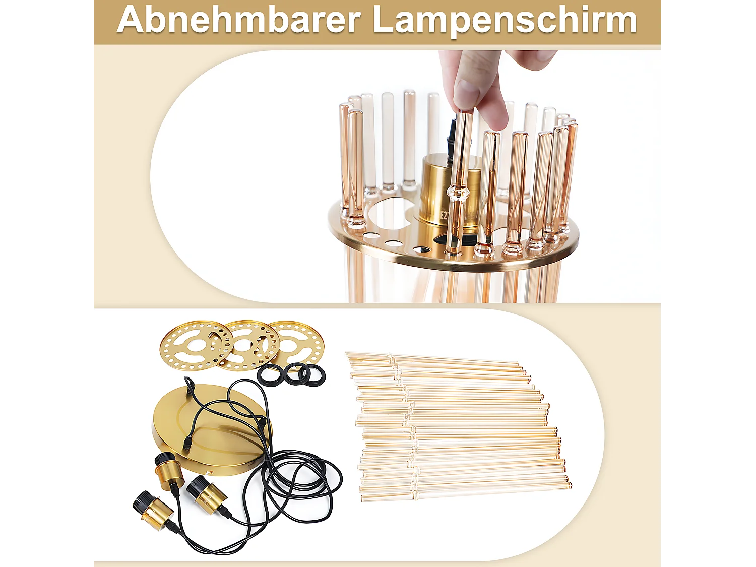 Nettlife Suspension à 3 ampoules pour table à manger – Lampe suspendue ronde en verre E27 dorée, diamètre 16 cm, pour salle à manger (Sans ampoule)
