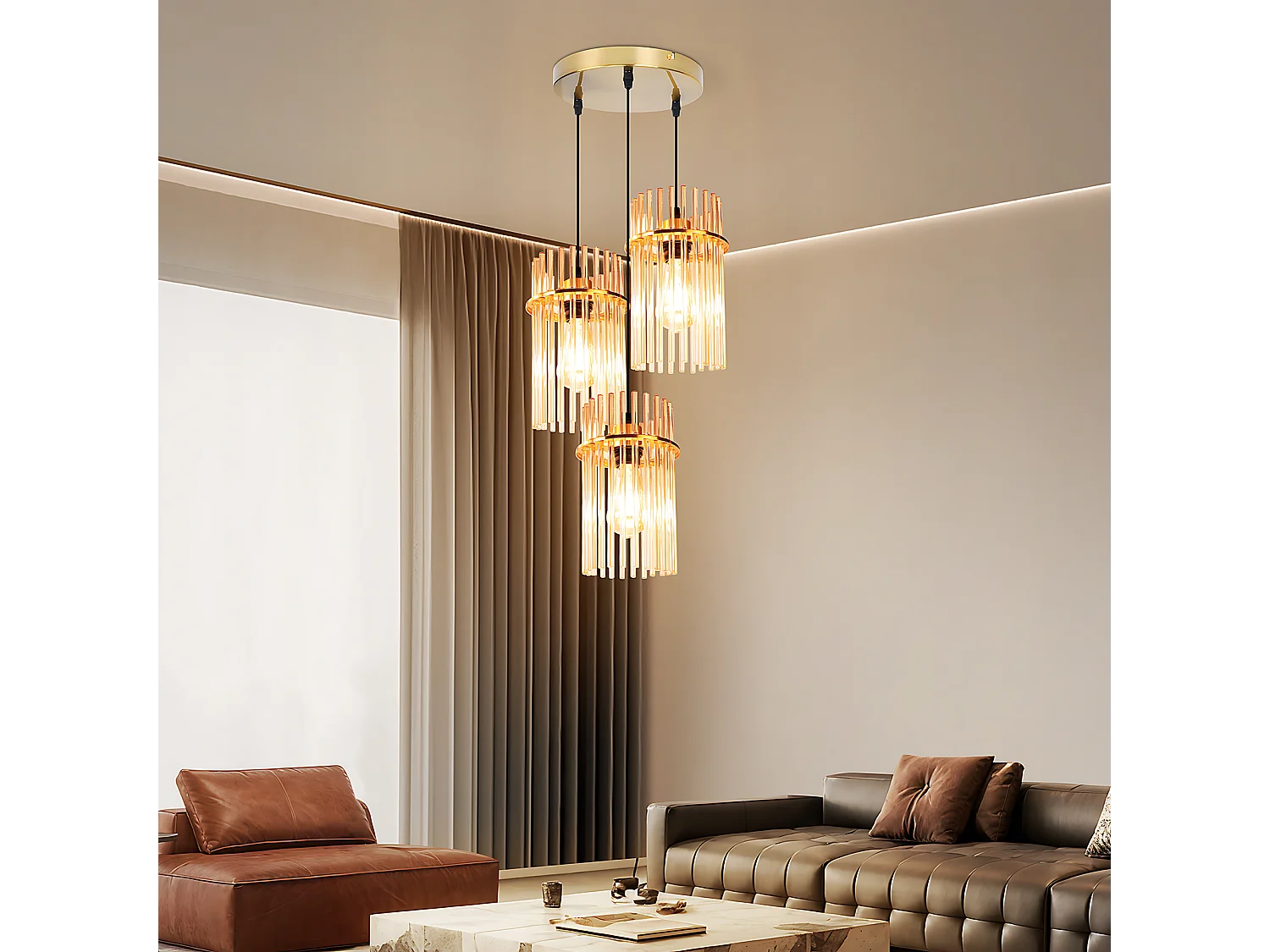 Lampa wisząca Nettlife z trzema źródłami światła do jadalni – okrągła szklana lampa wisząca z gniazdem E27, 16 cm (żarówki nie są dołączone)