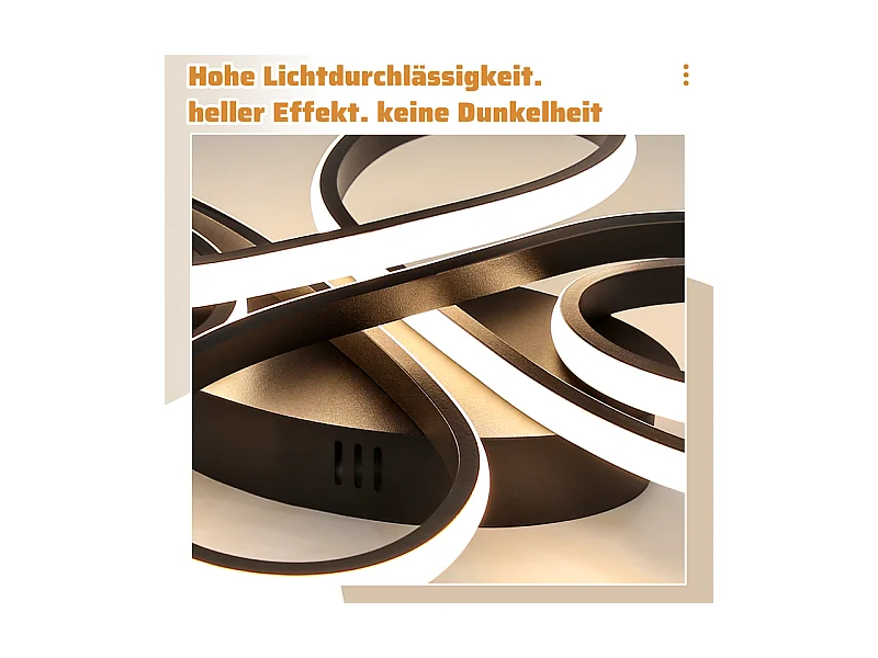 NETTLIFE Plafonnier chambre LED plafonnier salon : 30W lampe de salon noir 40cm 3000K