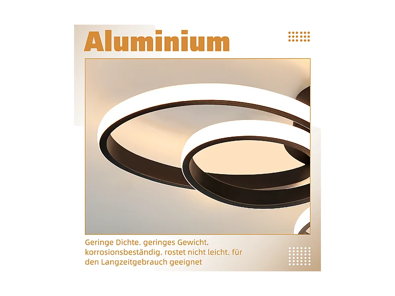 NETTLIFE Plafonnier chambre LED plafonnier salon : 30W lampe de salon noir 40cm 3000K