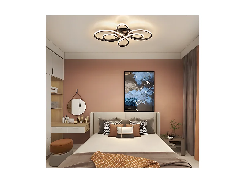 NETTLIFE Plafonnier chambre LED plafonnier salon : 30W lampe de salon noir 40cm 3000K