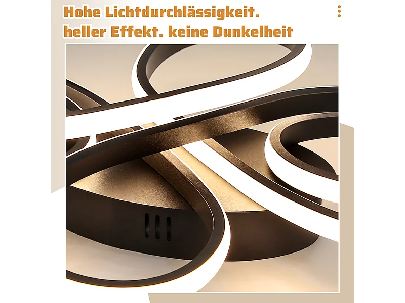 NETTLIFE Plafonnier chambre LED plafonnier salon : 30W lampe de salon noir 40cm 3000K