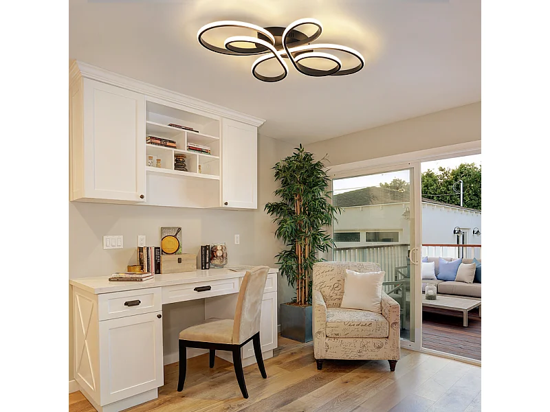 NETTLIFE Plafonnier chambre LED plafonnier salon : 30W lampe de salon noir 40cm 3000K