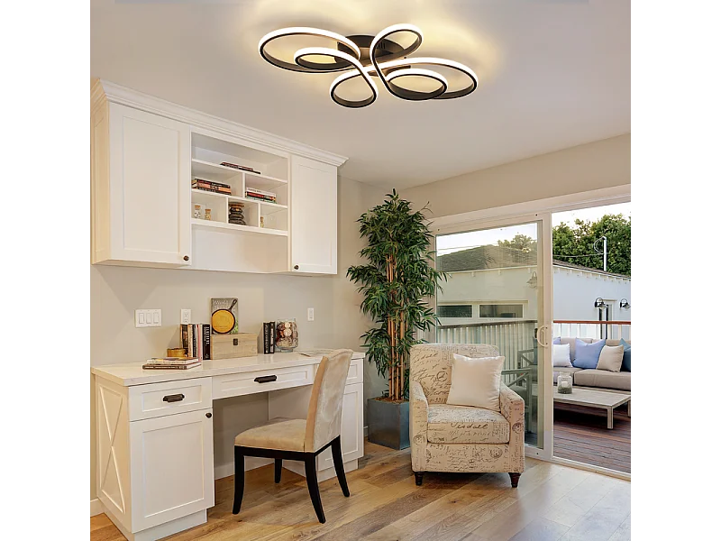 NETTLIFE Plafonnier chambre LED plafonnier salon : 30W lampe de salon noir 40cm 3000K