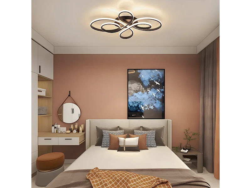 NETTLIFE Plafonnier chambre LED plafonnier salon : 30W lampe de salon noir 40cm 3000K