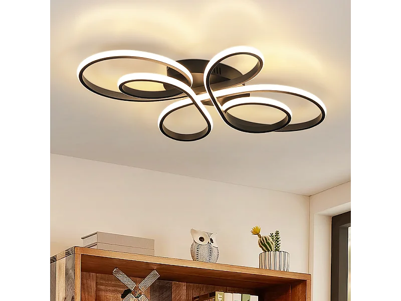 NETTLIFE LED plafondlamp voor slaapkamer, plafondlamp voor woonkamer: 30W zwarte woonkamerlamp 40cm 3000K