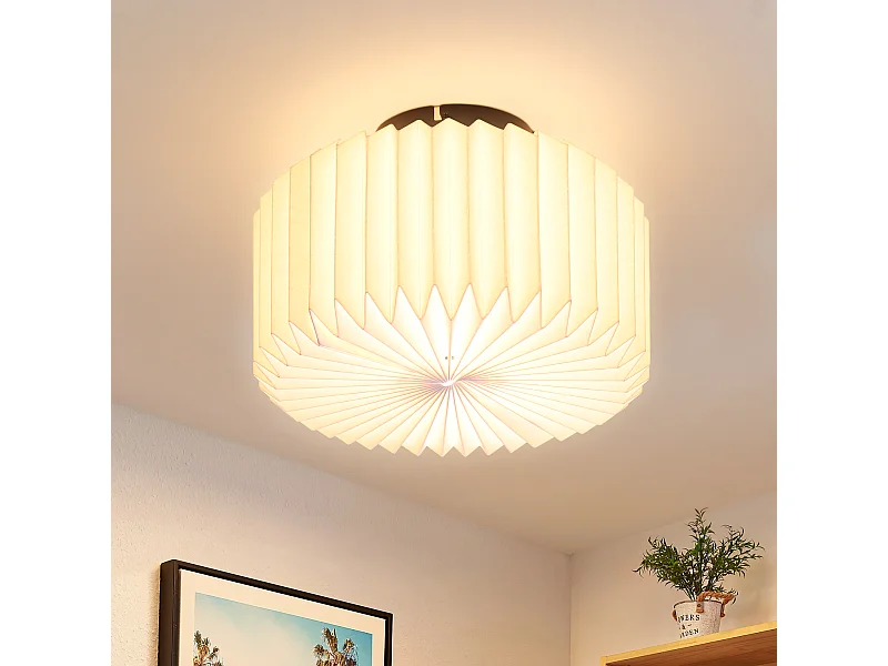 NETTLIFE Plafonnier salon plafonnier vintage - lampe de cuisine blanche abat-jour papier design industriel G9
