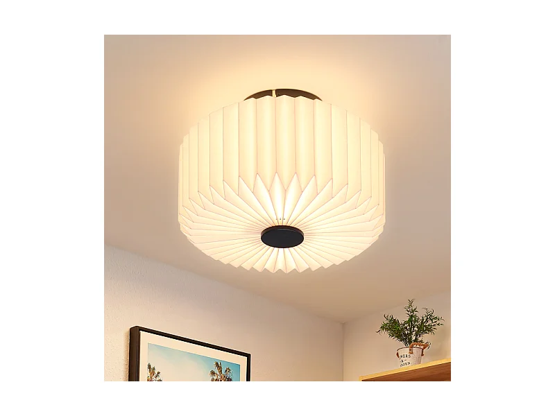NETTLIFE Lampa sufitowa do salonu, lampa sufitowa w stylu vintage - biała lampa kuchenna, abażur papierowy, wzór industrialny G9