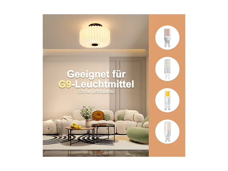 NETTLIFE Lampa sufitowa do salonu, lampa sufitowa w stylu vintage - biała lampa kuchenna, abażur papierowy, wzór industrialny G9