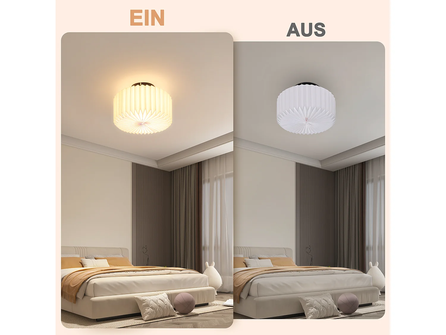 NETTLIFE Lampa sufitowa do salonu, lampa sufitowa w stylu vintage - biała lampa kuchenna, abażur papierowy, wzór industrialny G9