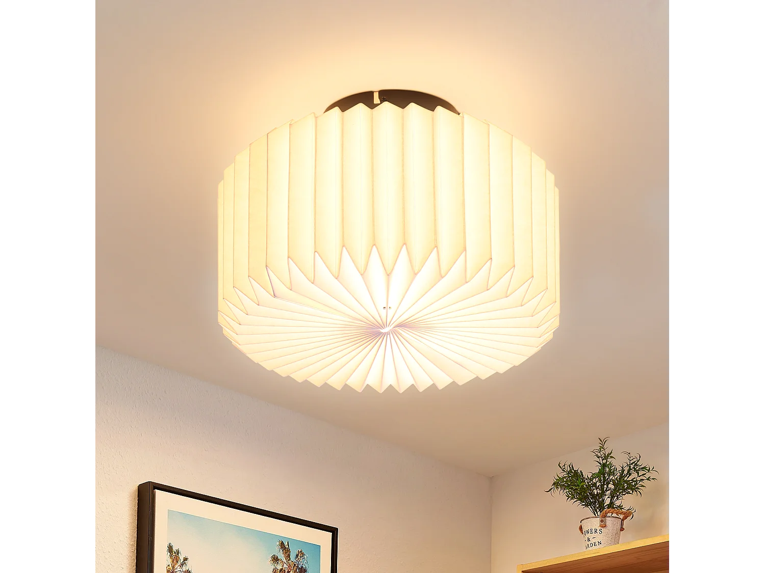 NETTLIFE Deckenleuchte Wohnzimmer Vintage Deckenlampe - Weiße Küchenlampe Papierlampenschirm Industriedesign G9