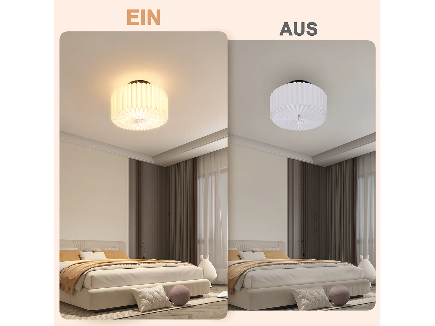 NETTLIFE Deckenleuchte Wohnzimmer Vintage Deckenlampe - Weiße Küchenlampe Papierlampenschirm Industriedesign G9