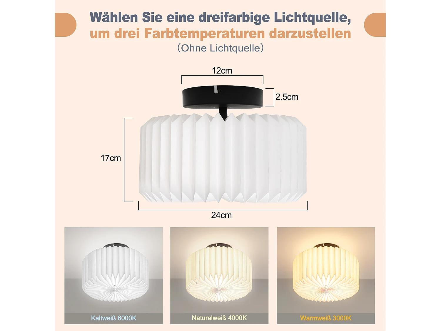 NETTLIFE Deckenleuchte Wohnzimmer Vintage Deckenlampe - Weiße Küchenlampe Papierlampenschirm Industriedesign G9