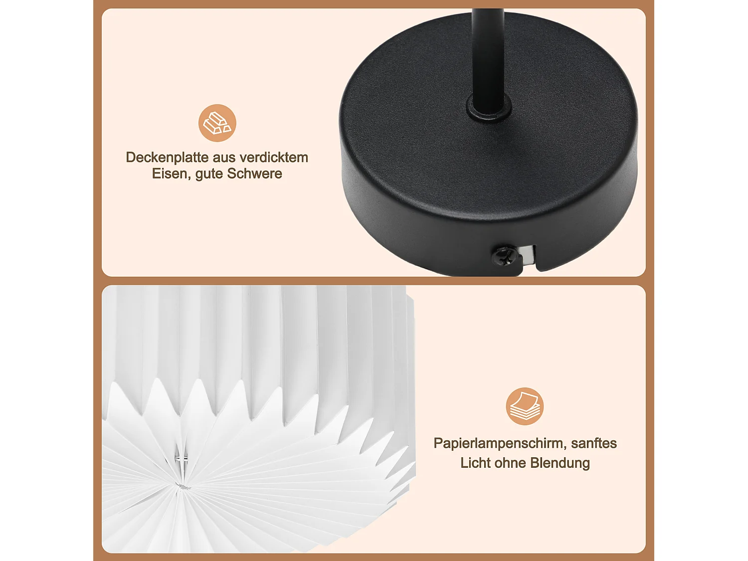 NETTLIFE Lampada da soffitto vintage per soggiorno - Lampada da cucina bianca con paralume in carta dal design industriale G9