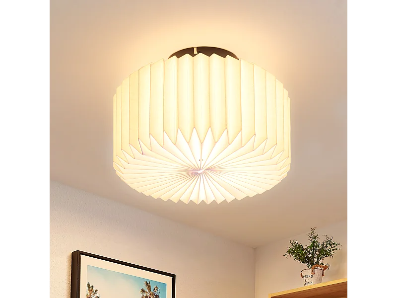 NETTLIFE Plafondlamp woonkamer vintage plafondlamp - witte keukenlamp papieren lampenkap industrieel design G9