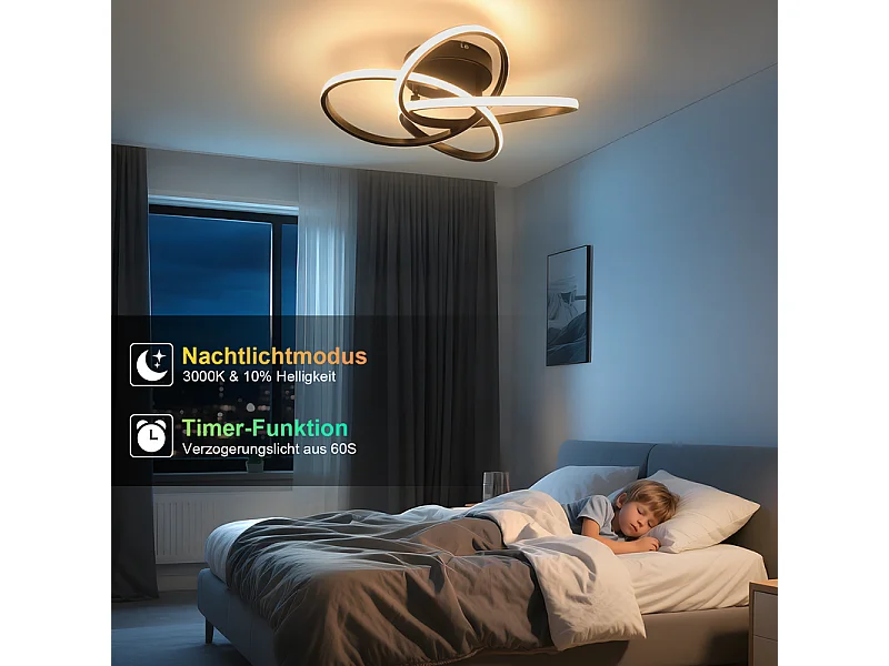 NETTLIFE LED-Deckenleuchte für Schlafzimmer – 28 W, 3000 K, Warmweiß, Flurlampe, moderne Küchenlampe, vierblättrige Blume