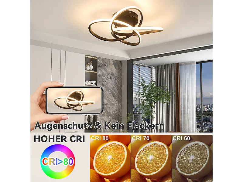 NETTLIFE LED-Deckenleuchte für Schlafzimmer – 28 W, 3000 K, Warmweiß, Flurlampe, moderne Küchenlampe, vierblättrige Blume