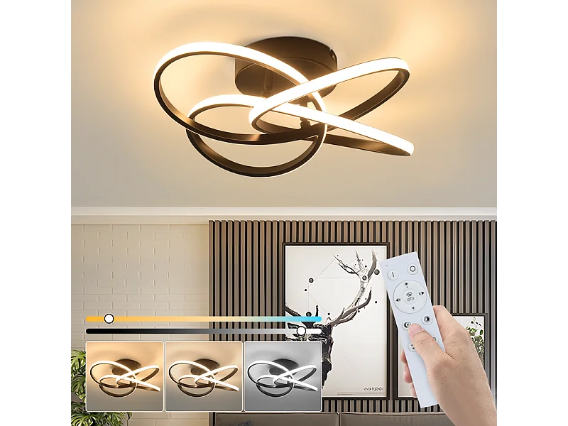 NETTLIFE Plafonnier LED pour chambre à coucher - 28 W, 3 000 K, blanc chaud, lampe de couloir, lampe de cuisine moderne, fleur à quatre feuilles