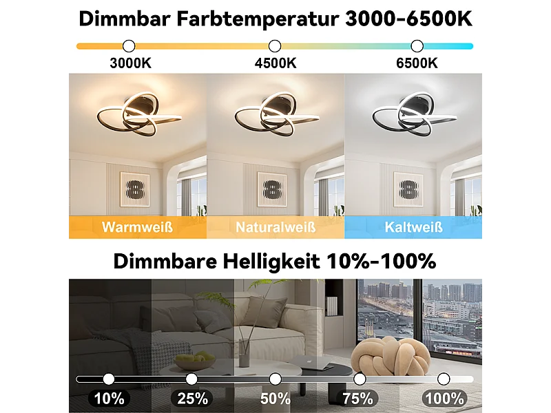 NETTLIFE Plafonnier LED pour chambre à coucher - 28 W, 3 000 K, blanc chaud, lampe de couloir, lampe de cuisine moderne, fleur à quatre feuilles