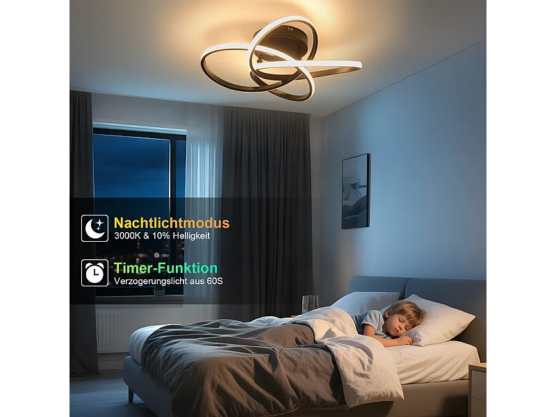 NETTLIFE Plafonnier LED pour chambre à coucher - 28 W, 3 000 K, blanc chaud, lampe de couloir, lampe de cuisine moderne, fleur à quatre feuilles