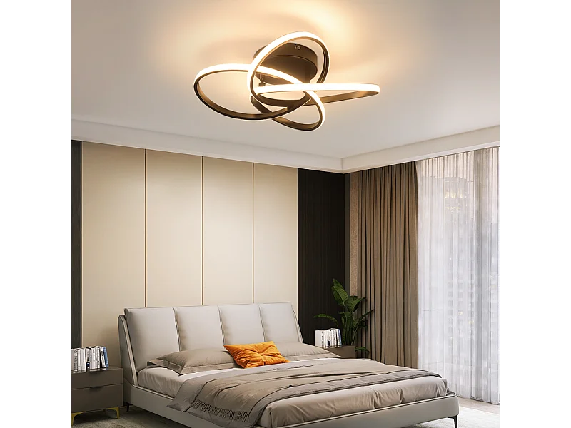 NETTLIFE Plafonnier LED pour chambre à coucher - 28 W, 3 000 K, blanc chaud, lampe de couloir, lampe de cuisine moderne, fleur à quatre feuilles