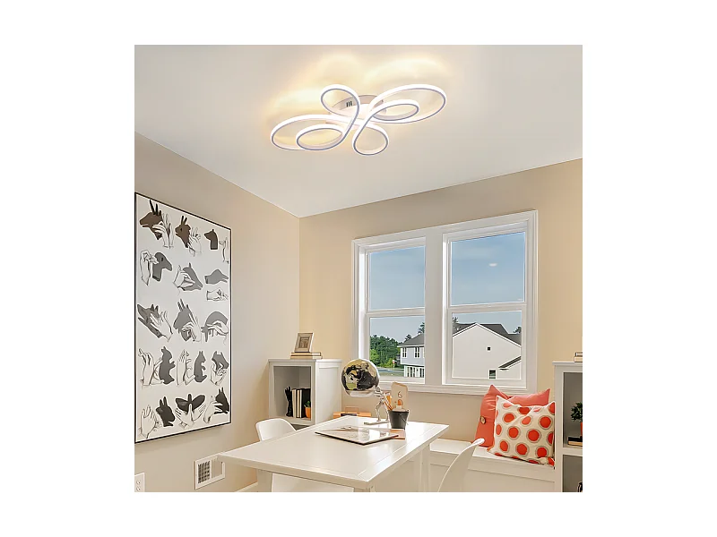 NETTLIFE Plafonnier LED plafonnier salon : 30W 40cm lampe cuisine plafonnier en blanc 3000K
