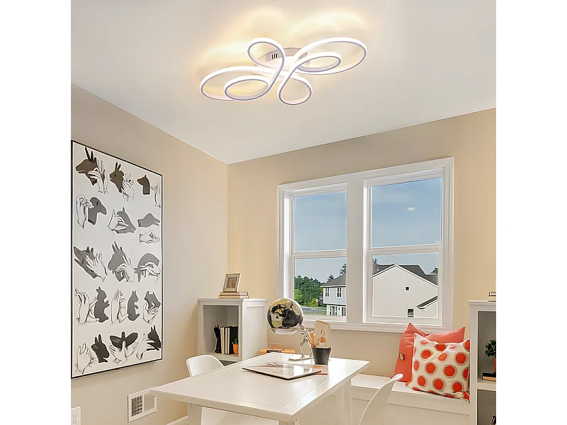 NETTLIFE Plafonnier LED plafonnier salon : 30W 40cm lampe cuisine plafonnier en blanc 3000K