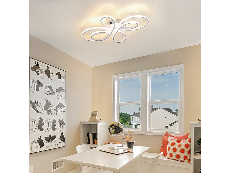 NETTLIFE Plafonnier LED plafonnier salon : 30W 40cm lampe cuisine plafonnier en blanc 3000K