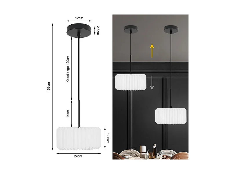 NETTLIFE Suspension table à manger lampe suspendue vintage - lampe suspendue salon salle à manger lampe 1 flamme blanc