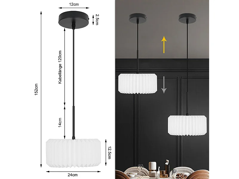 NETTLIFE Suspension table à manger lampe suspendue vintage - lampe suspendue salon salle à manger lampe 1 flamme blanc