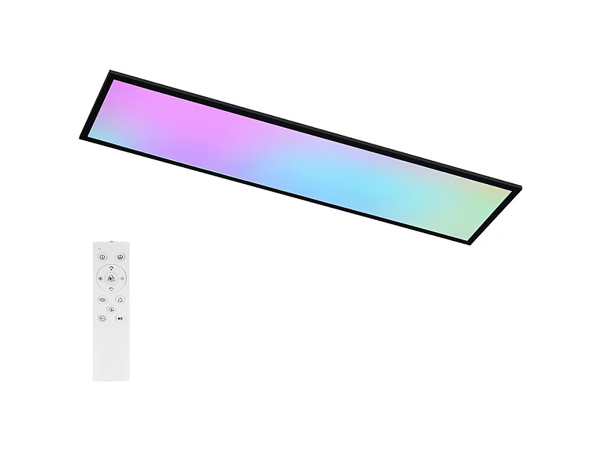 Panneau LED NETTLIFE 120 x 30 cm, intensité variable, long panneau de plafond RVB à changement de couleur avec télécommande 39 W, noir