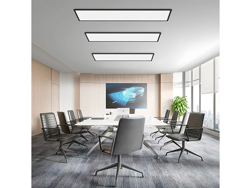 Panel LED NETTLIFE 120 x 30 cm, ściemnialny, długi, zmieniający kolor panel sufitowy RGB z pilotem, 39 W, czarny