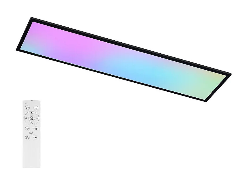 Panel LED NETTLIFE 120 x 30 cm, ściemnialny, długi, zmieniający kolor panel sufitowy RGB z pilotem, 39 W, czarny