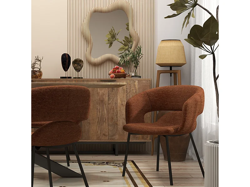 TRAVIS-Poltrona da tavolo in tessuto Luxury Terracotta