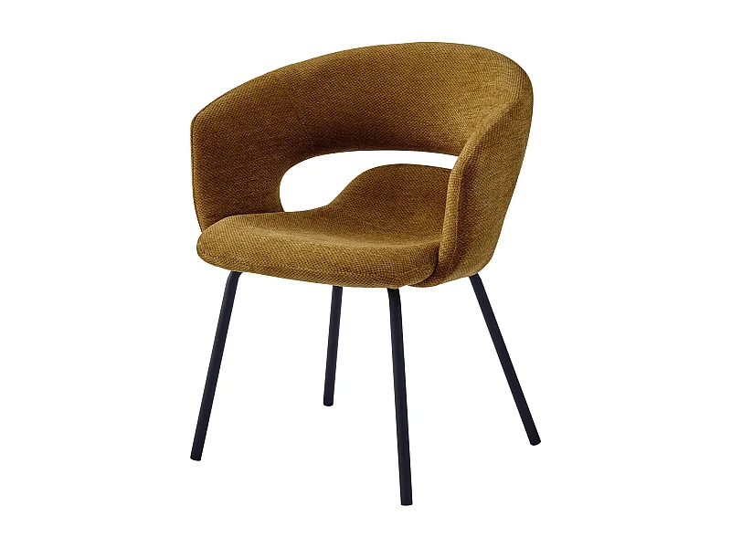 TRAVIS-Fauteuil de table en tissu Luxury Moutarde