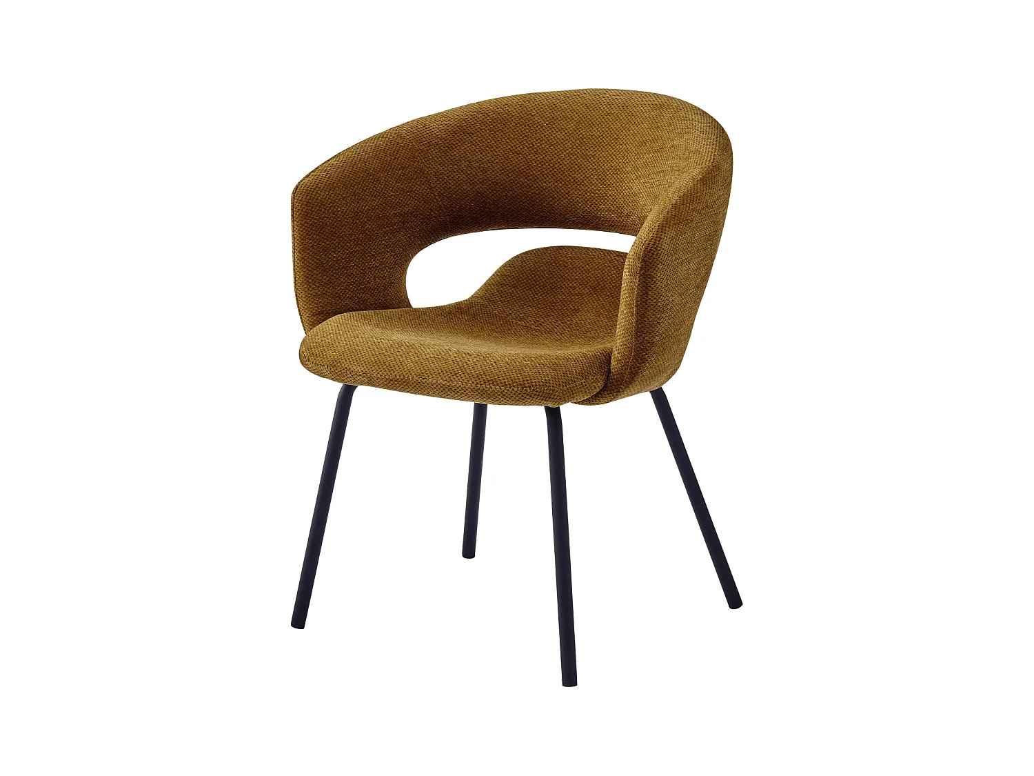 TRAVIS-Fauteuil de table en tissu Luxury Moutarde