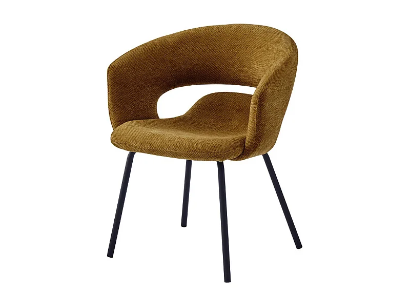 TRAVIS-Poltrona da tavolo in tessuto Luxury Senape