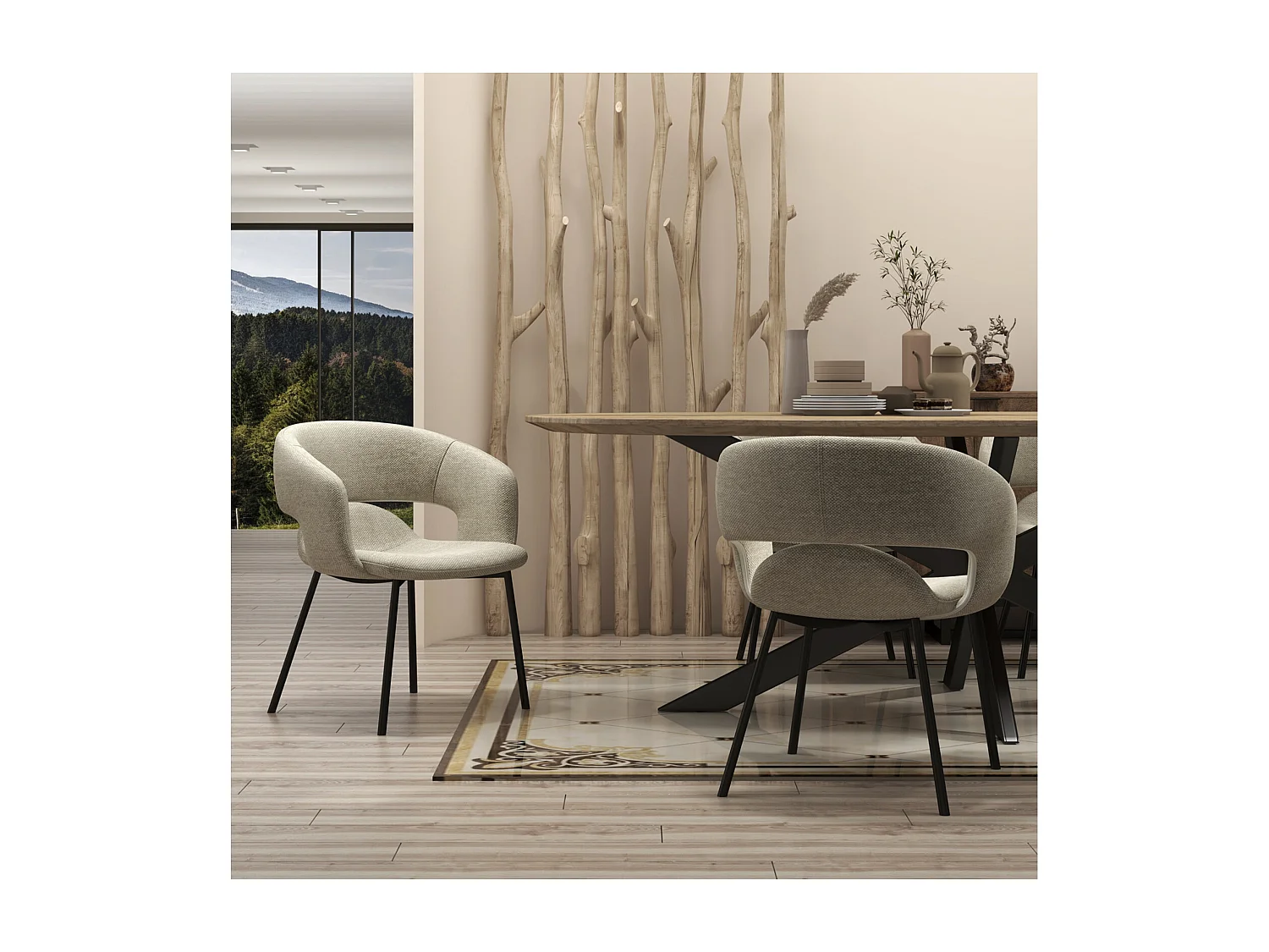 TRAVIS-Poltrona da tavolo in tessuto Luxury beige