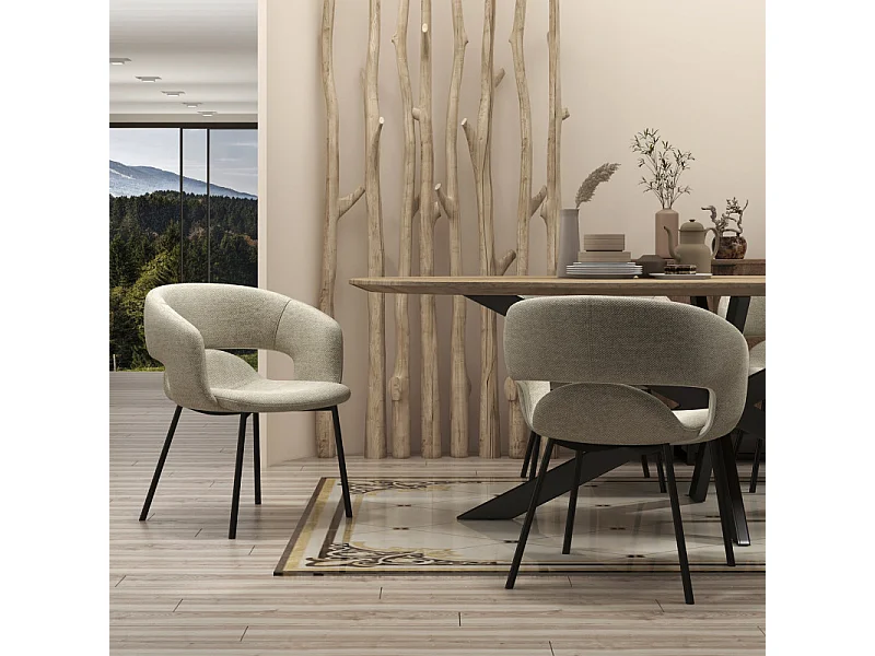 TRAVIS-Poltrona da tavolo in tessuto Luxury beige