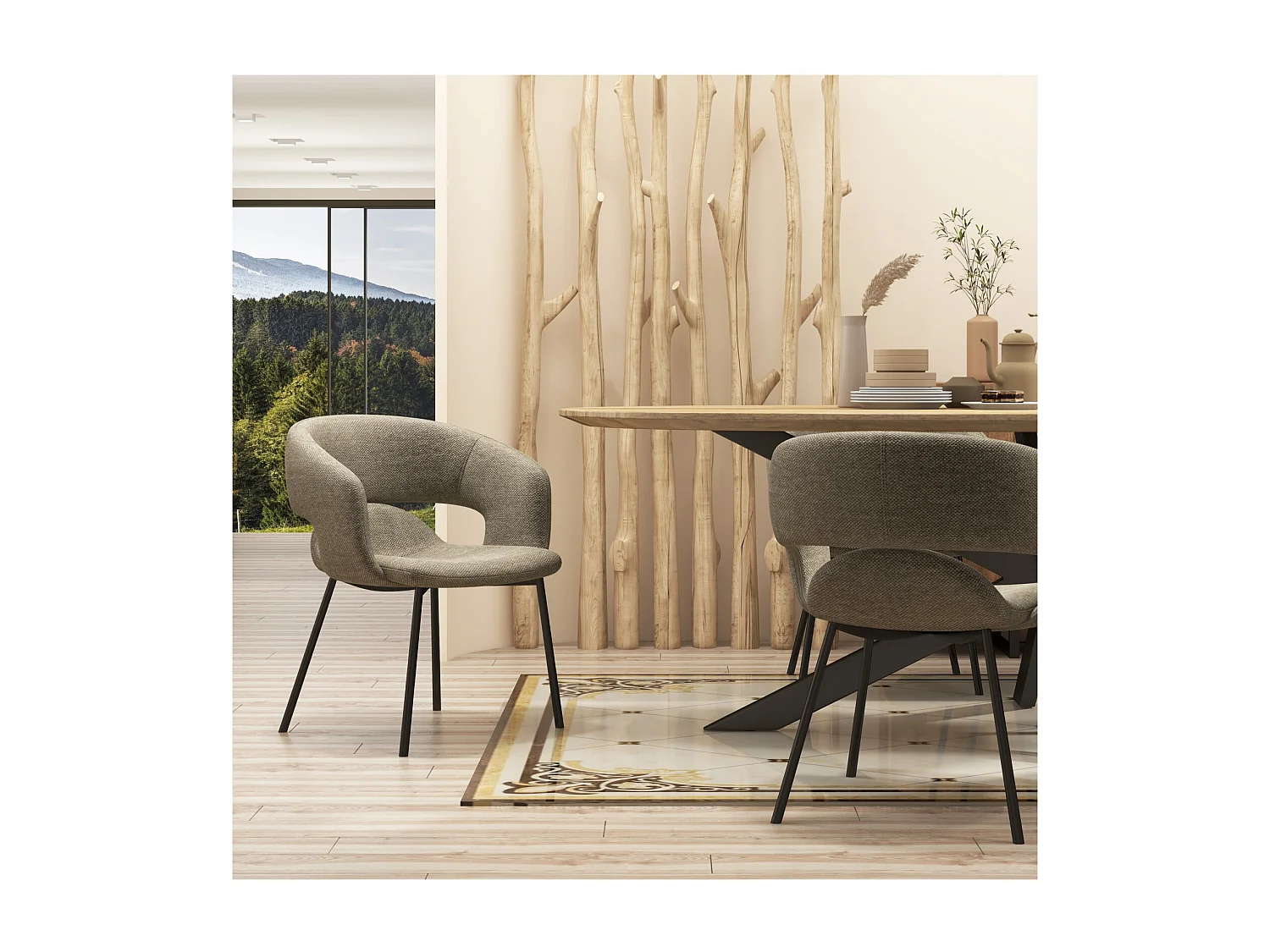 TRAVIS-Sillón de mesa de tela Luxury marron